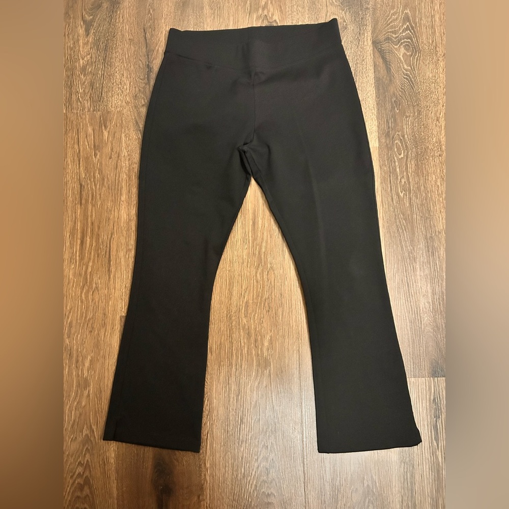 American Giant Women 8 Black Flare Knit Leggings Pants Minimalist Quality Pocket